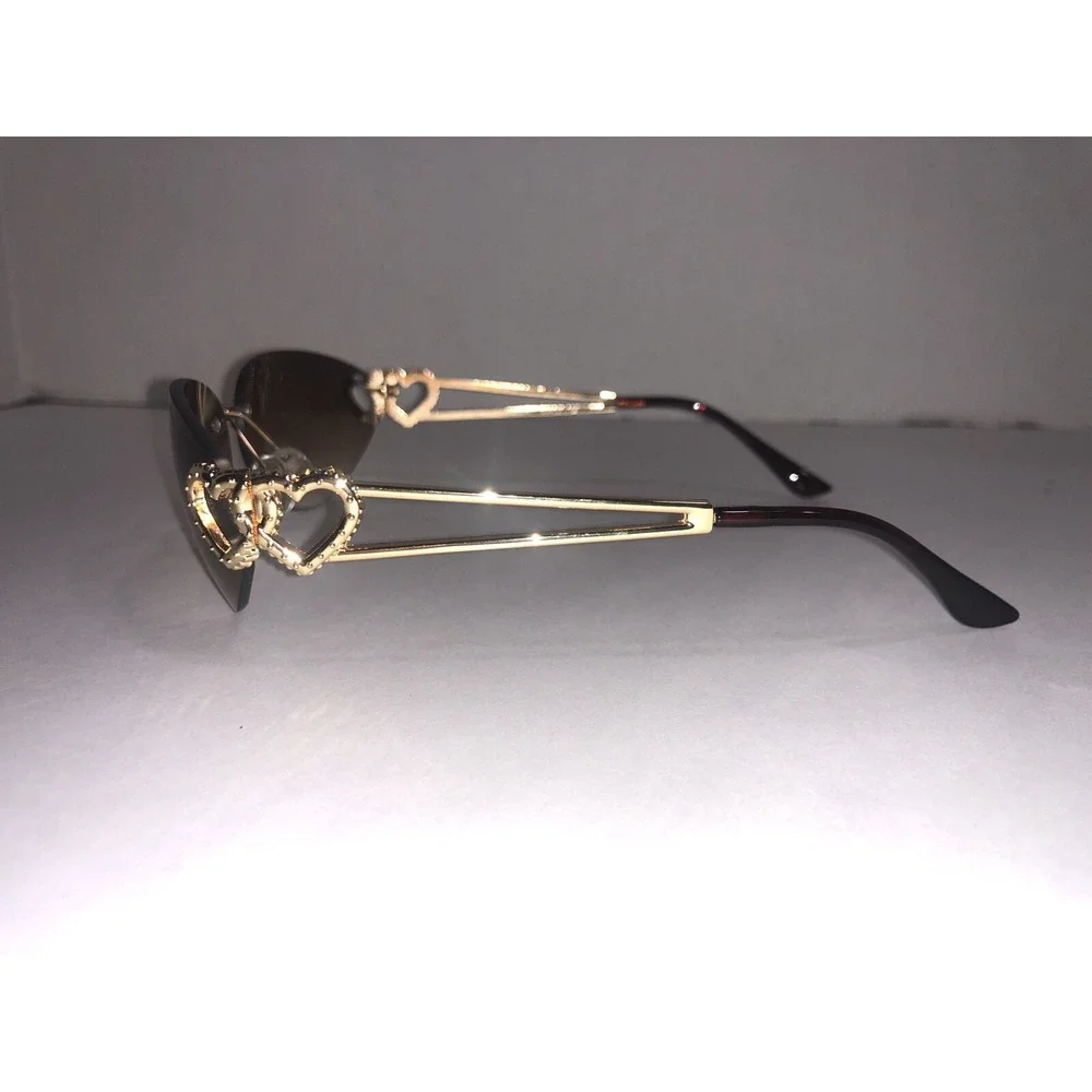 Unbranded Women's Gold Connected Hearts Fashion‎ Sunglasses with Case